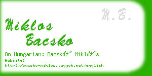 miklos bacsko business card